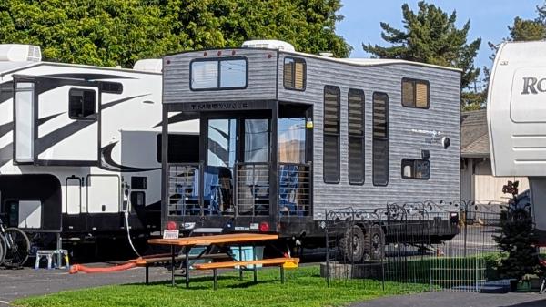 Unusual camper trailer at the new RV park.