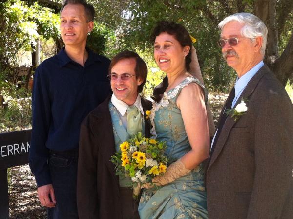 Happy couple, bride's father & brother